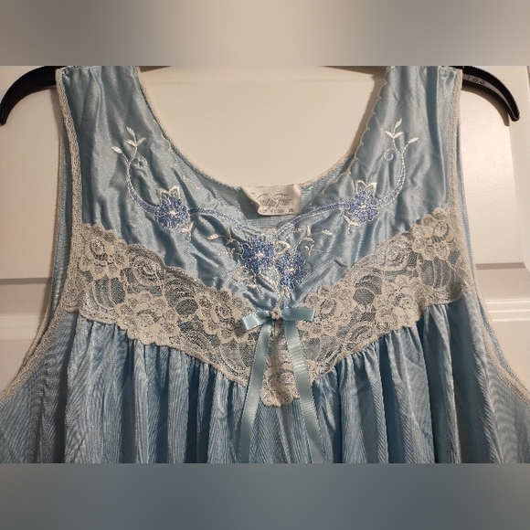 Elegant Blue Lace Trim Nightgown - Picture 5 of 10